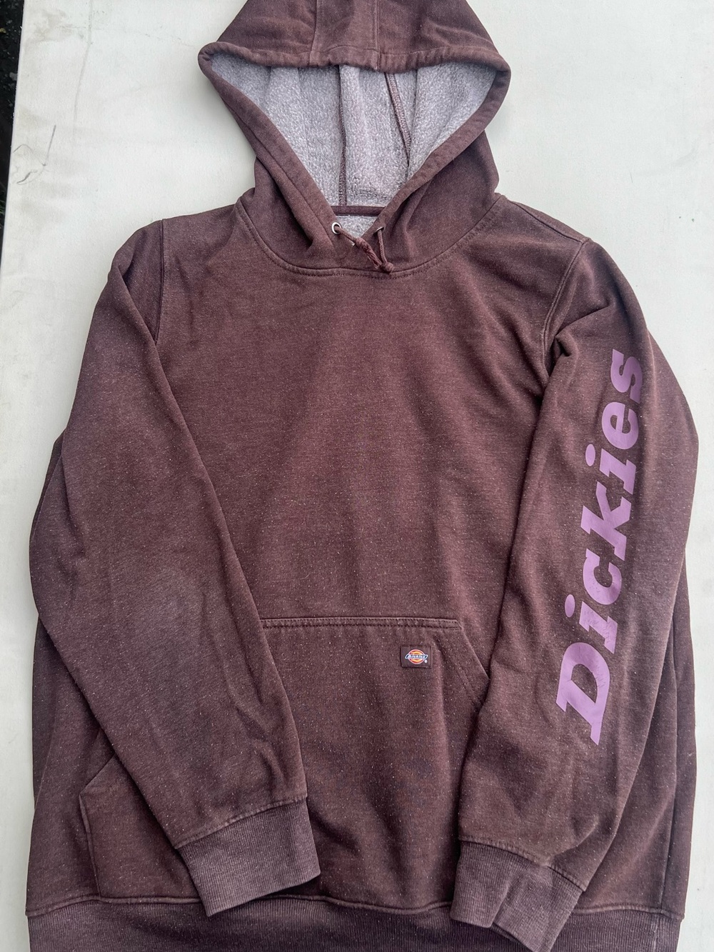 Dickies Men’s Brown Hoodie with Lavender Sleeve Logo